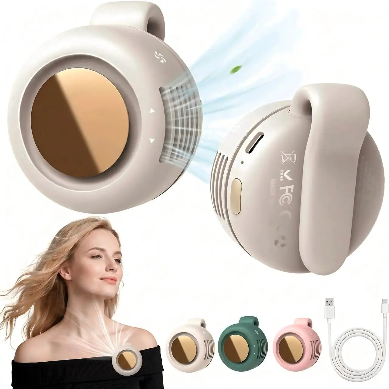 Westdeer Portable Bladeless Electric Fan - Adjustable 3-Speed Waist Fan for Outdoor Travel, Rechargeable Handheld Turbo Fan, Perfect Father's Day Gift
