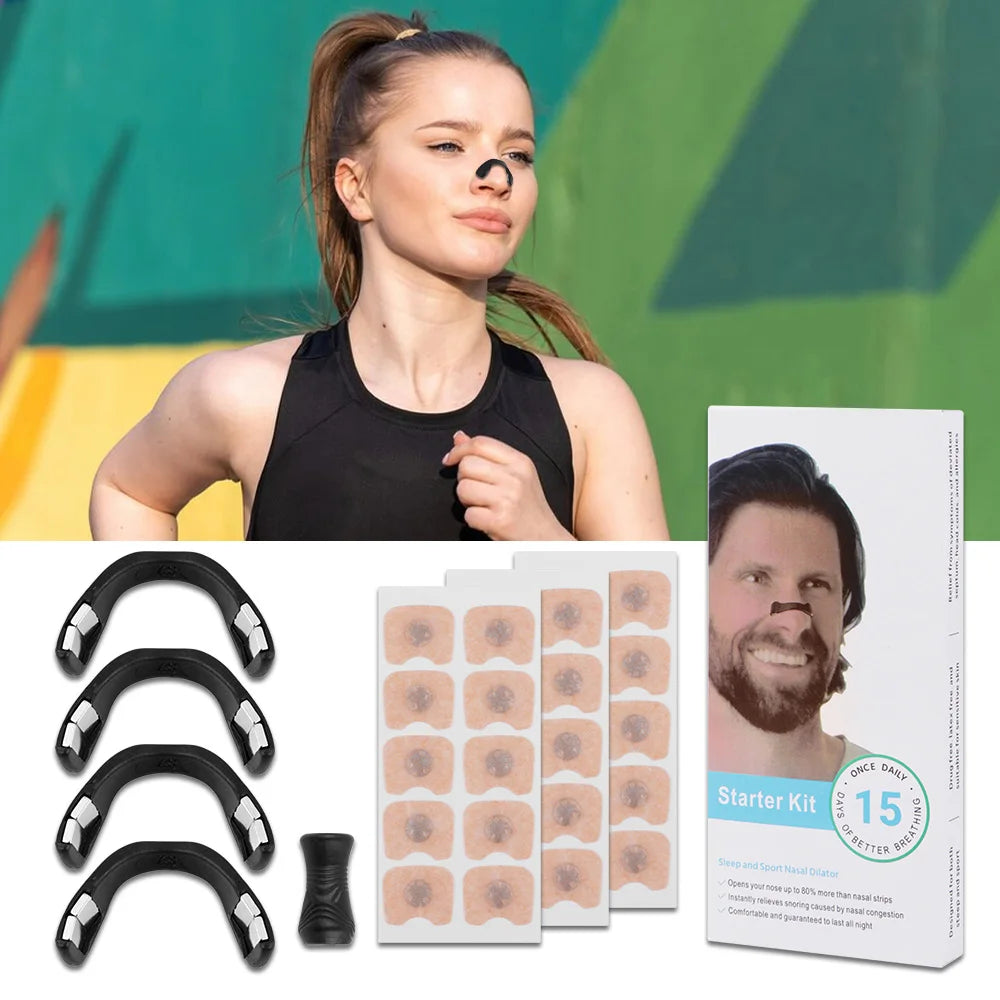 Nasal Breathing Dilators Starter Kit Magnetic Nasal Strips Nose Tabs Sleep and Sports Increase Air Intake Reduce Snoring Device